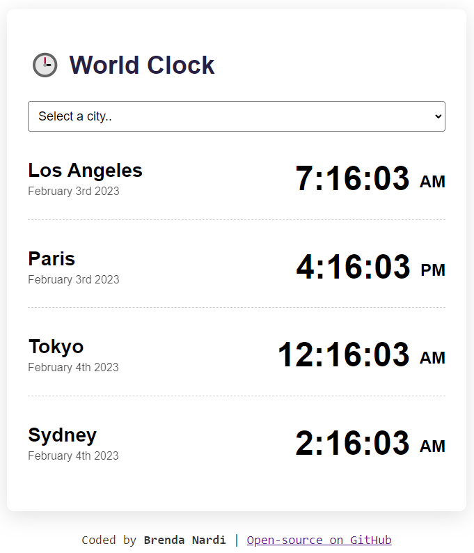 World Clock application